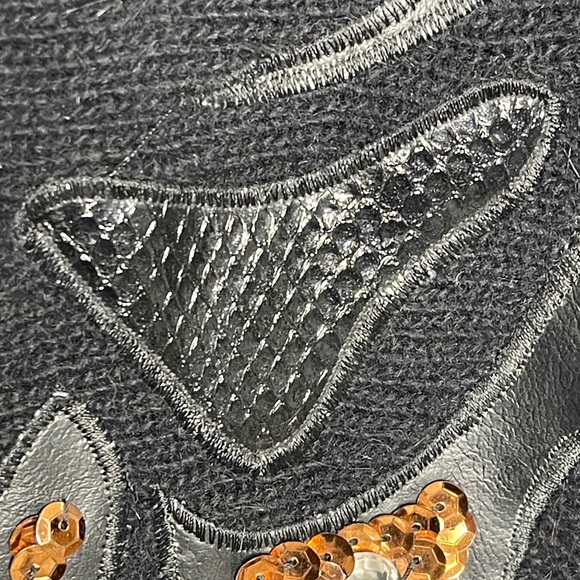 Vintage Nilani Black Lambswool Angora Blend Sweater Embellished 80s Beaded - Picture 5 of 7